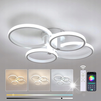LAMPA SUFITOWA LED BIAŁY ŻYRANDOL NOWOCZESNA SALONU ŚCIEMNIALNA+PILOT 48W