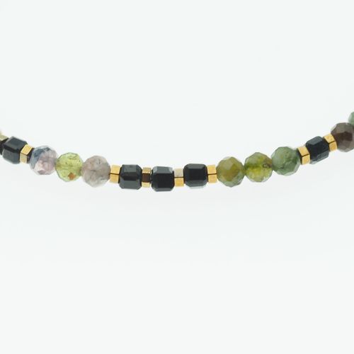 Bransoletka - cięty Turmalin kolorowy. Hematyt i srebro złocone 17,5 cm na Arena.pl