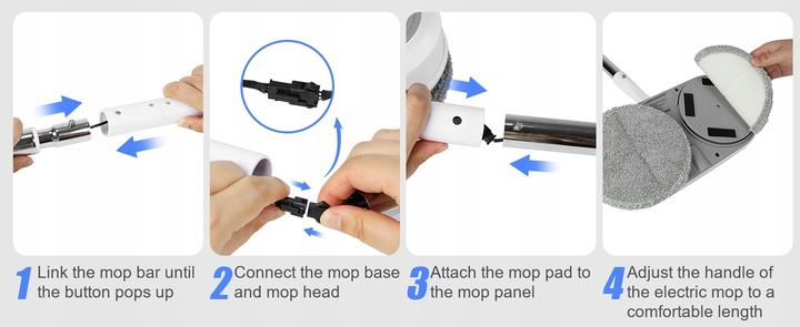 Akumulatorowy mop elektryczny 450ml Zestaw mopów obrotowych Myjka do okien zdjęcie 4