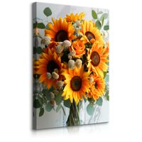 OBRAZ CANVAS DO SALONU BUKIET SŁONECZNIKÓW KWIATY EUKALIPTUS NATURA 20x30
