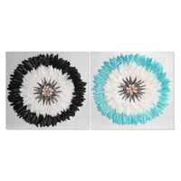 Dekoracja ścienna DKD Home Decor Biały Czarny 60 x 6 x 60 cm (2 Sztuk)