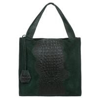 VERA PELLE torebka zamszowa shopper kroko na ramię V549 c.zielona