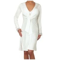 SZLAFROK MIDI KOŚĆ SŁONIOWA WISKOZA KORONKA XL