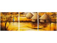 90X30CM AFRYKAŃSKA WIOSKA TRÓJ OBRAZ