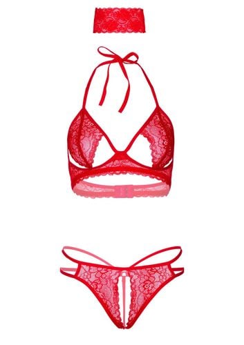 3pc bra, panty and blindfold red na Arena.pl