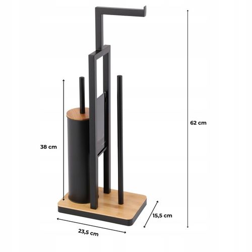 Stojak uchwyt wieszak na papier toaletowy i szczotkę do WC czarny na Arena.pl