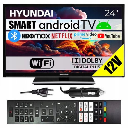 Telewizor SMART Android TV WiFi BT HYUNDAI 24'' HD LAN PC Ci APLIKACJE 12V na Arena.pl