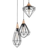 LAMPA wisząca MAELLE MDM-2591/3 BK Italux metalowa OPRAWA druciana hygge ZWIS kaskada geometryczna czarna