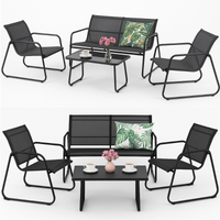 Zestaw meble OGRODOWE na taras do ogrodu KOMPLET stół 2 x fotel sofa czarny