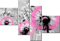 100 70CM OBRAZ 4 ELEM DMUCHAWCE DELIKATNYM RÓŻU DRUK PŁÓTNO RAMA