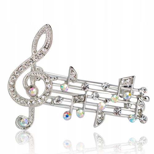 Przypinka Klucz Wiolinowy Artysta Muzyk Zapis Nuty Srebrny Ozdoba Koncert na Arena.pl