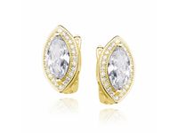 POZŁACANE SREBRNE KOLCZYKI ŁEZKI BIAŁE CYRKONIE