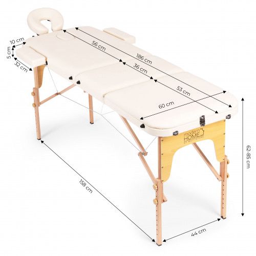 STÓŁ DO MASAŻU MODERNHOME 3-SEGM DREWNIANY SKŁADANY REGULOWANY na Arena.pl
