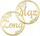 Dekoracje weselne Koła Mąż Żona ZŁOTE 40cm Zestaw