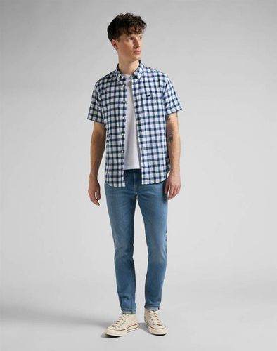LEE BUTTON DOWN SS MĘSKA KOSZULA W KRATĘ KRÓTKI RĘKAW WASHED BLUE L886OFLR M na Arena.pl