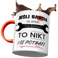 Kubek Pomarańczowy Dla Babci Babuni Na Dzień Babci Z Nadrukiem Ze Zdjęciem