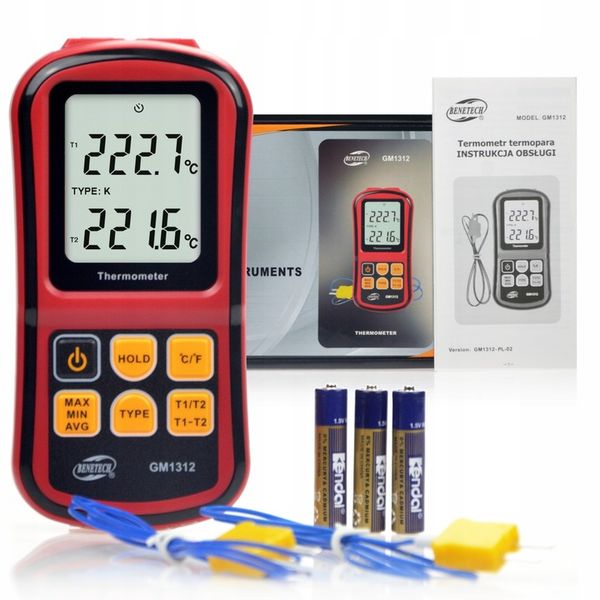 CYFROWY TERMOMETR 2x TERMOPARA TYPU K -50 do 1372 zdjęcie 1
