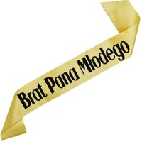 Brat Pana Młodego - złota szarfa z czarnym nadrukiem