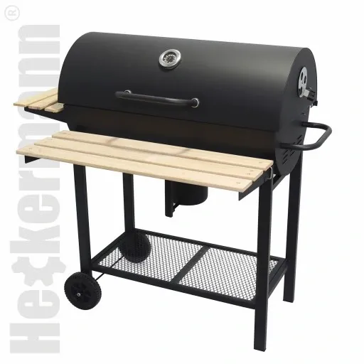 GRILL WĘGLOWY OGRODOWY 2 RUSZTY CHROMOWANE 2 PÓŁKI POPIELNIK TERMOMETR STAL zdjęcie 4