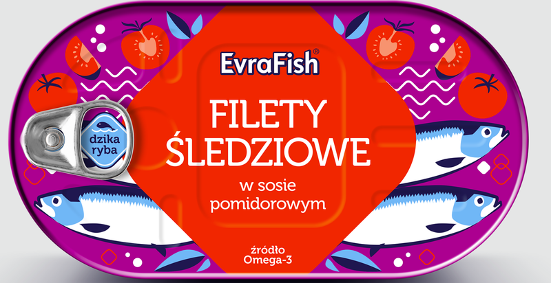 EVRA FILETY ŚLEDZIOWE W POMIDORACH 170G zdjęcie 1