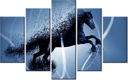 70 100CM OBRAZ 5 ELEM NIEBIESKI KOŃ GMENTARYZACJA JAKUB BANAŚ DRUK PŁÓTNO na Arena.pl