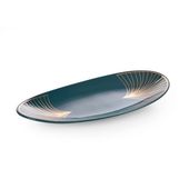 Patera dekoracyjna LOTOS 33x16x4 turkusowa + złota