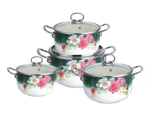 Garnki Emaliowane EDENBERG ROSE 8 ele [EB-1835-C] na Arena.pl