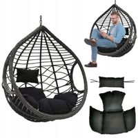 II GAT KOSZ KOKON FOTEL WISZĄCY OGRODOWY HUŚTAWKA KASOS szary XXL II GAT