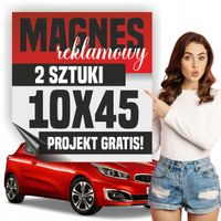 Reklama magnetyczna MAGNES reklamowy na auto firmowe 10x45 cm - 2 szt