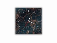 ZEGAR SZKLANY KWADRATOWY - Miedziane kwiaty