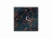 ZEGAR SZKLANY KWADRATOWY - Miedziane kwiaty