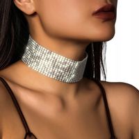Naszyjnik Choker Srebrny Cyrkonie 12 Rzędów Elegancki 4cm