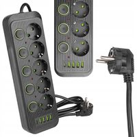 Przedłużacz listwa zasilająca 2m 5 GNIAZDA UZIEMIENIE 5x USB C włącznik
