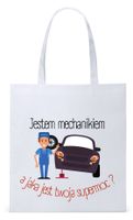 Dla Mechanika Prezent Torba Eco Biała Shopper Z Nadrukiem Ze Zdjęciem