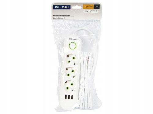 PRZEDŁUŻACZ WŁĄCZNIK 3x USB 3 GNIAZDA 2m UZIEMIENIE 3X1MM LISTWA na Arena.pl