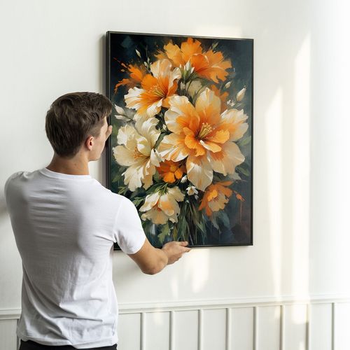 Plakat w ramie abstrakcja kwiaty obraz 40x50 cm w czarnej ramie na Arena.pl