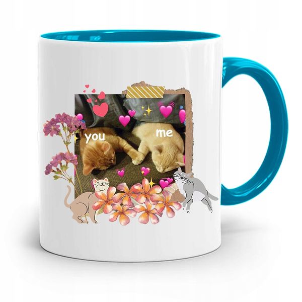 Kubek Błękitny Na Walentynki You And Me Prezent Z Nadrukiem Ze Zdjęciem zdjęcie 1