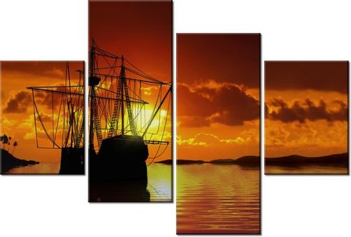 140CM 70 OBRAZ ŻAGLOWIEC ZACHODZĄCYM SŁOŃCU ŚCIENNY na Arena.pl