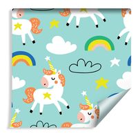 Tapeta Dla Dzieci - Śpiące Jednorożce - Styl Skandynawski