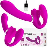 Wibrator Strapon Podwójny Bez Uprzęży 12 Trybów