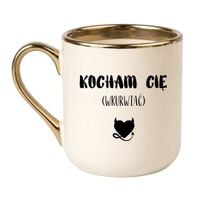 KUBEK "KOCHAM CIĘ WKURWIAĆ" Wzór - Elegant Kremowo-Złoty 330 ml