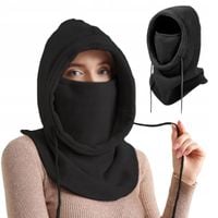 KOMINIARKA DAMSKA CZARNA CIEPŁA ZIMOWA JESIENNA KAPTUR CZAPKA KOMIN