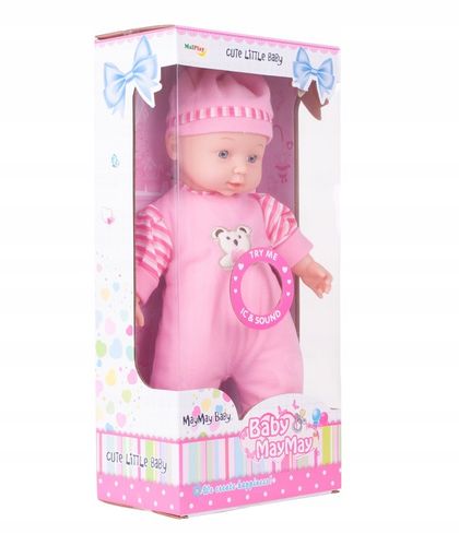 LALKA BOBAS W ŚPIOSZKACH MÓWI ŚMIEJE SIĘ 34CM MIĘKKA ŚLICZNA UBRANKO CZAPKA na Arena.pl