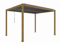 PERGOLA OGRODOWA LUXE 3x4M ALUMINIOWA Z OŚWIETLENIEM LED W KOLORZE DREWNA Z ANTRACYTOWYM DACHEM