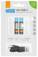 2x AKUMULATOR AKUMULATOREK BATERIA AA USB-C NEWELL ŁADOWANY PRZEZ USB-C