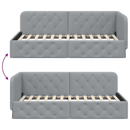 Rama łóżka narożnego Jasnoszary 90 x 190 cm tkanina na Arena.pl