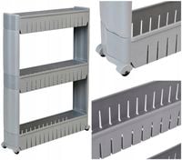 MOBILNA SZAFKA DO ŁAZIENKI KUCHNI PRALNI WĄSKA SZARA REGAŁ NA KÓŁKACH