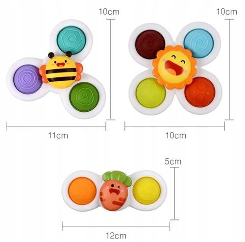 FIDGET SPINNER Z PRZYSSAWKĄ SENSORYCZNY OBROTOWY GRZECHOTKA KĄPIEL 3 SZTUKI na Arena.pl