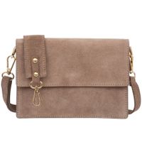VERA PELLE torebka damska zamszowa listonoszka z paskiem V684 taupe