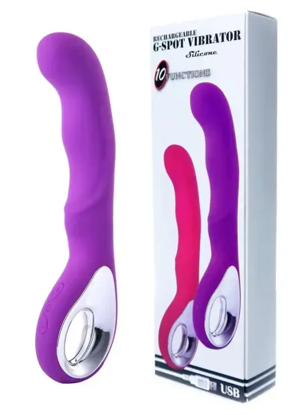 Vibrator G-spot 10 functions USB Purple zdjęcie 2